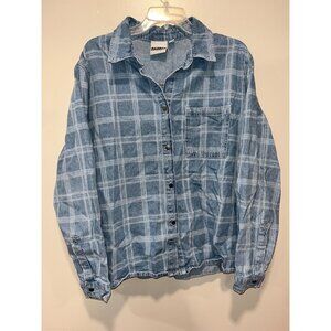 Denim Button-Up Long-Sleeve Mens‎ Shirt By Ragged Jeans In Blue Plaid - Size L